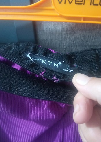 l Beden Mor Kadın Uzun Pilili Salaş Pantolon