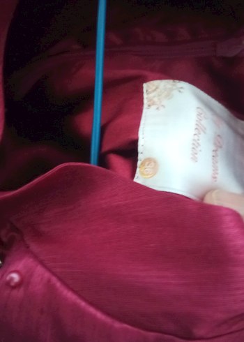 Bordo Uzun Kollu Vintage Kadın Abiye - Görsel 5