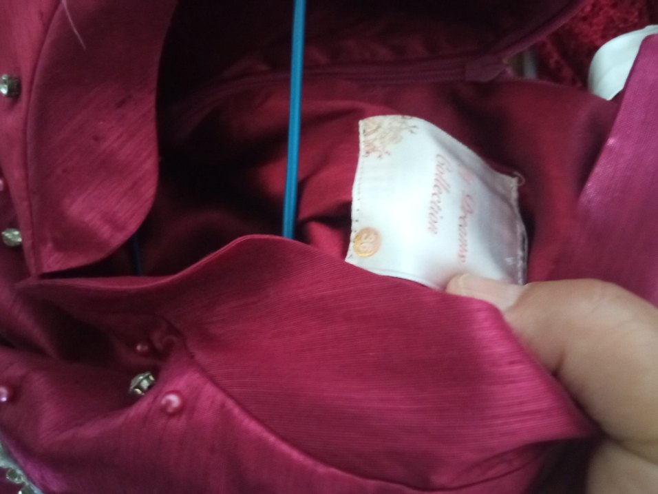 Bordo Uzun Kollu Vintage Kadın Abiye - Görsel 5