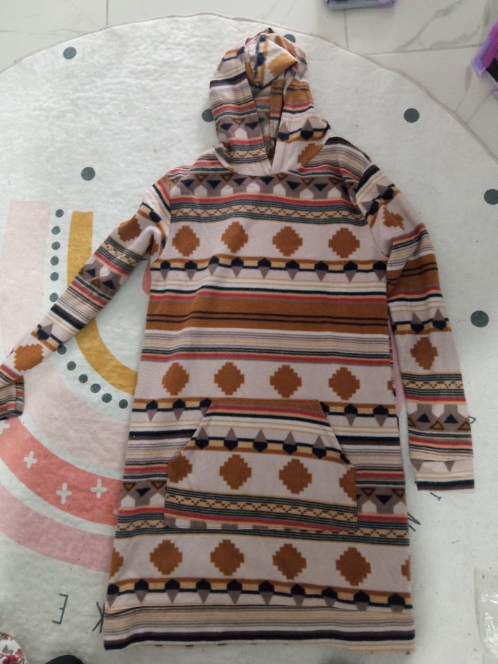 Bohem Çok Renkli Kapüşonlu Kız Panço - Görsel 3