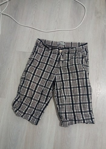 Erkek Gri Kemerli Pamuklu Mini Şort - Görsel 2