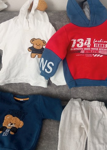 Herry Renkli Baskılı Erkek Bebek Sweatshirt Seti