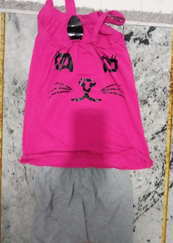 Pembe ve Gri Örme Kedi Desenli Kıyafet  kız cocuk - Görsel 6