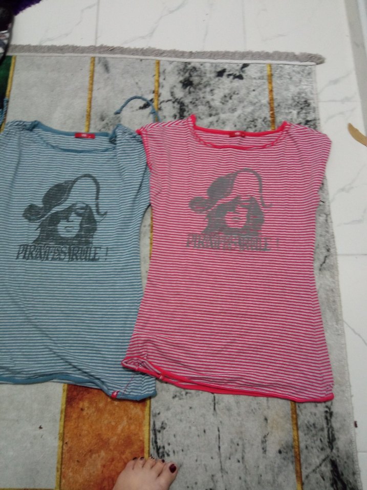 Pamuklu Çizgili Hamile Tişörtü - Görsel 3