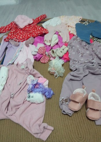 Pastel Pembe Örgü Bebek Kıyafet Seti