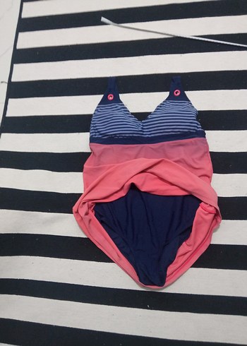 Pembe Drapeli Midi Kadın Mayo - Görsel 5