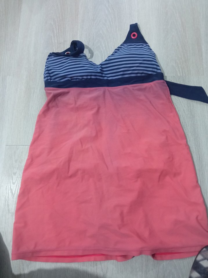 Pembe Drapeli Midi Kadın Mayo - Görsel 2