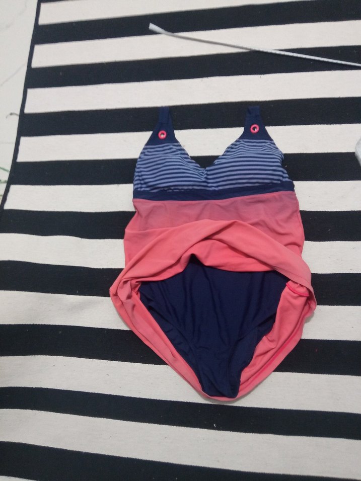 Pembe Drapeli Midi Kadın Mayo - Görsel 5