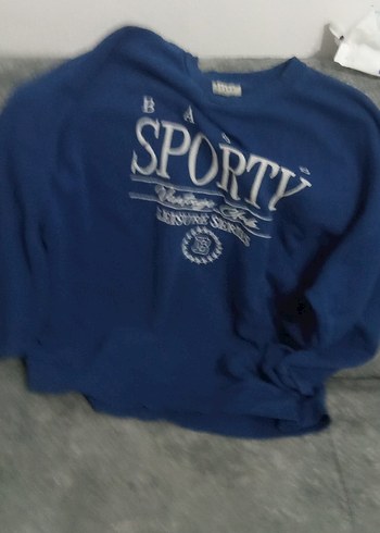 l Beden mavi Renk Mavi Baskılı Oversize Kadın Sweatshirt