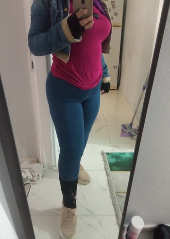 Pembe Yüksek Yaka Uzun Kollu Tişört - Görsel 2