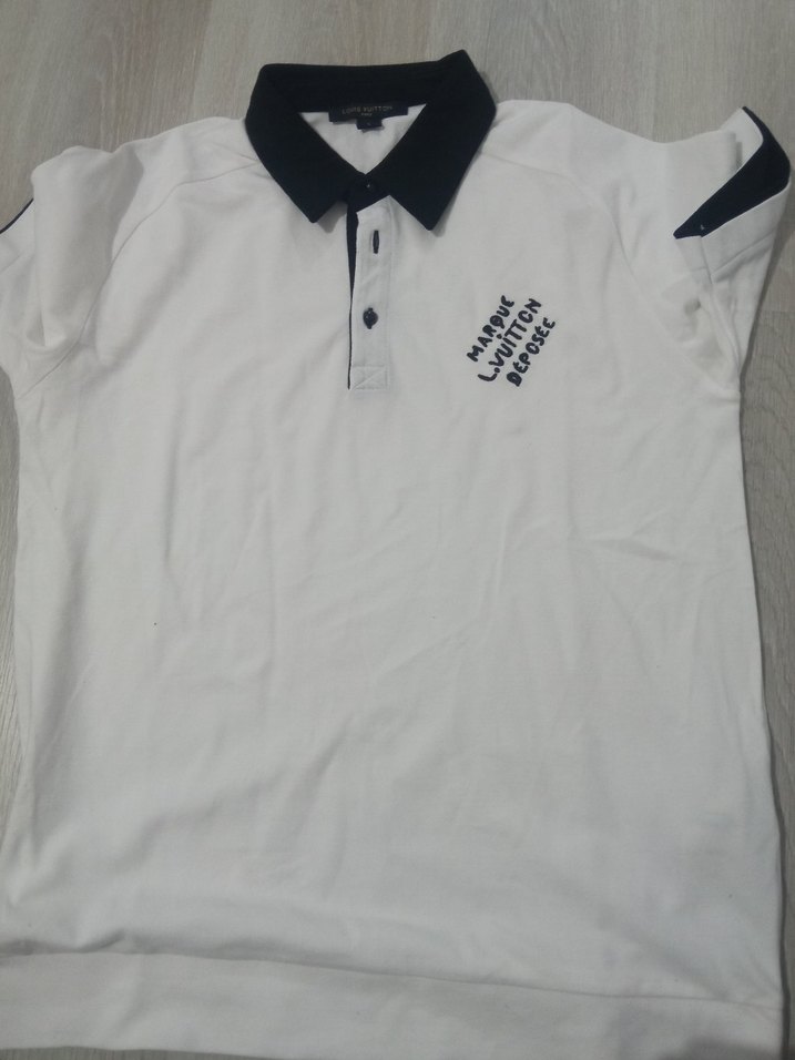 Erkek Beyaz Siyah Yakalı Polo Tişört - Görsel 2