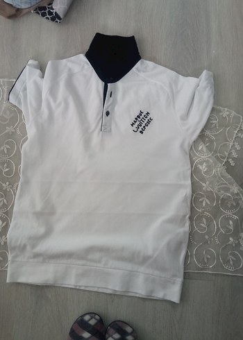 Erkek Beyaz Düğmeli Polo Tişört - Görsel 7