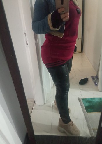 Bordo Deri Kemerli Hamile Taytı - Görsel 7