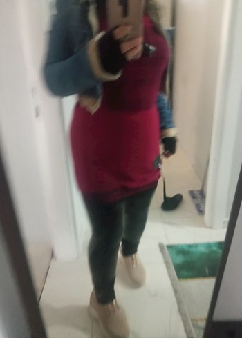 Bordo Deri Kemerli Hamile Taytı - Görsel 6