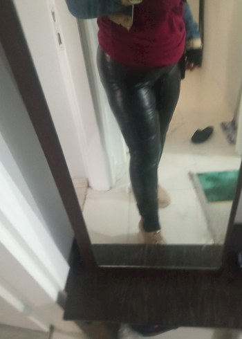 Bordo Deri Kemerli Hamile Taytı - Görsel 9