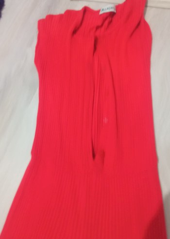 Kırmızı Straplez Kadın Uzun Tulum - Görsel 7