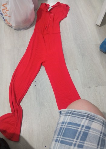 Kırmızı Straplez Kadın Uzun Tulum - Görsel 3