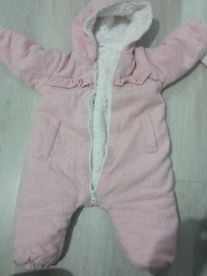 Kız Bebek Pembe Kürk Detaylı Tulumu - Görsel 4