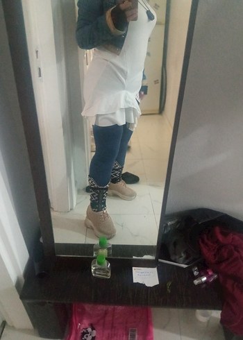 Beyaz Midi Hamile Eteği, Bağcıklı - Görsel 5