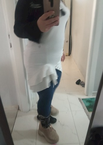 Beyaz Midi Hamile Eteği, Bağcıklı - Görsel 10