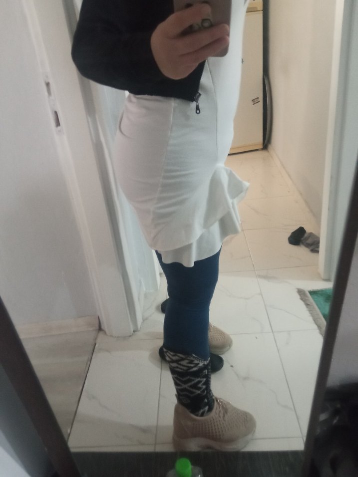 Beyaz Midi Hamile Eteği, Bağcıklı - Görsel 4