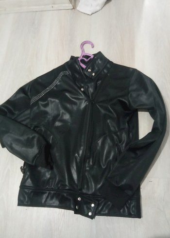 Kadın Siyah Deri Kemerli Ceket erkekte olur - Görsel 7