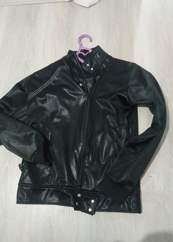 Kadın Siyah Deri Kemerli Ceket erkekte olur - Görsel 6