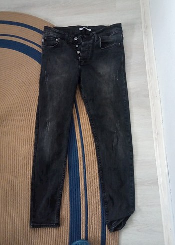 Düğmeli Siyah Erkek Denim Jean - Görsel 2