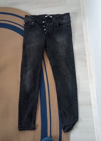 Düğmeli Siyah Erkek Denim Jean - Görsel 5