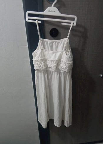 Beyaz Mini Bohem Ruffle Elbise - Görsel 3