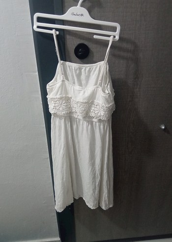 Beyaz Mini Bohem Ruffle Elbise - Görsel 6