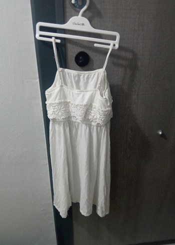 Beyaz Mini Bohem Ruffle Elbise - Görsel 4