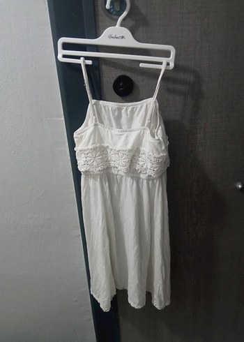 Beyaz Mini Bohem Ruffle Elbise - Görsel 5