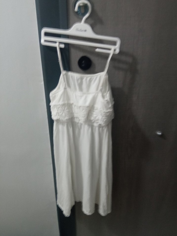 Beyaz Mini Bohem Ruffle Elbise - Görsel 2