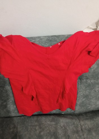 40 Beden Kırmızı V Yaka Hamile Sweatshirt