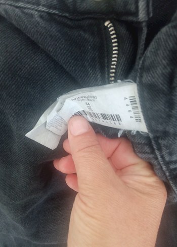 44 Beden Siyah Kemerli Kadın Denim Pantolon