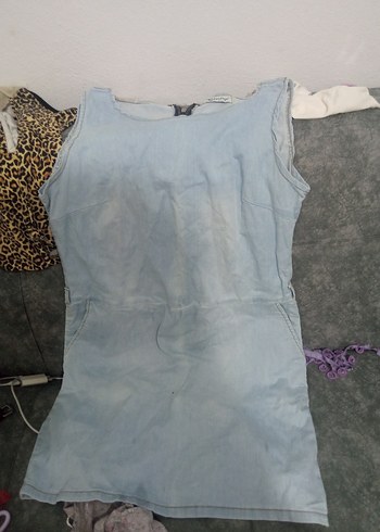 l Beden gri Renk Gri Denim Kolsuz Kadın Tulum