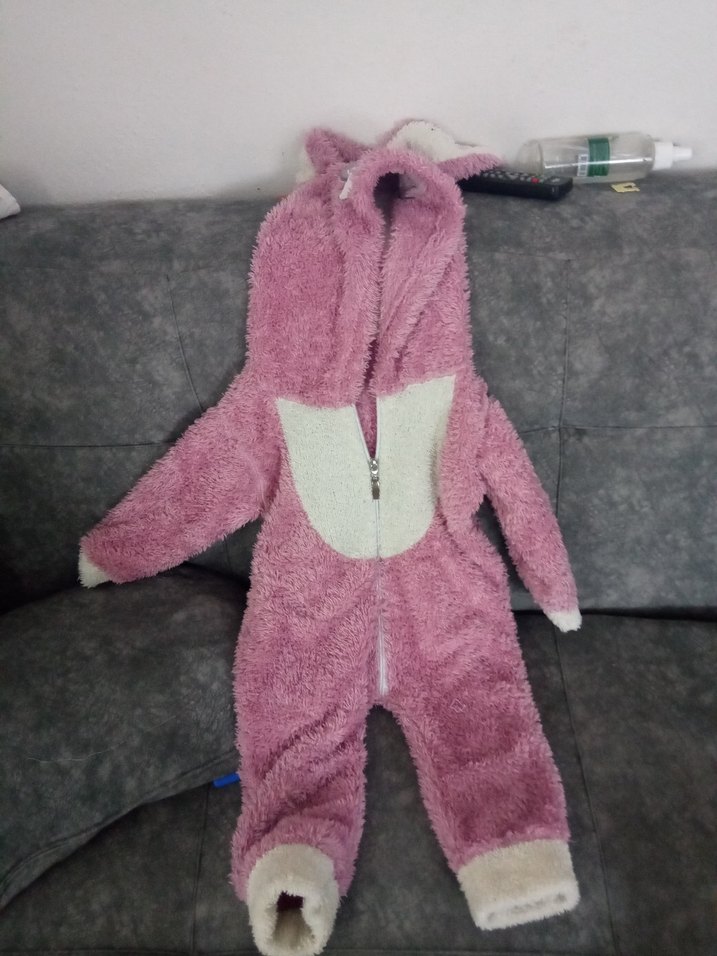 Kız Bebek Pembe Kapüşonlu Kürklü Tulumu - Görsel 2