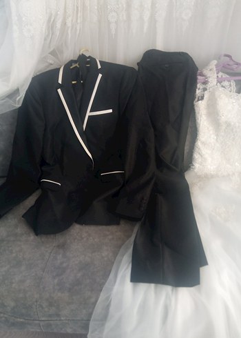 Drapeli Siyah Uzun Tuxedo Ceket damatlık
