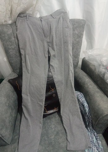 Gri Regular Fit Düğmeli Erkek Pantolon