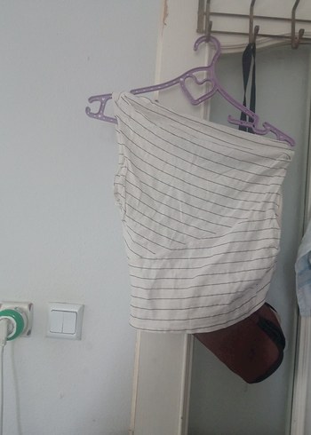 Aigle Askılı, Midi Boy, Beyaz Çizgili tek askılı yandan fermuarlı