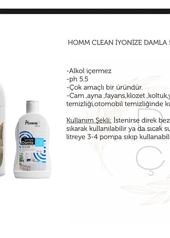 Diğer Homm Damla İyonize genel temizlik
