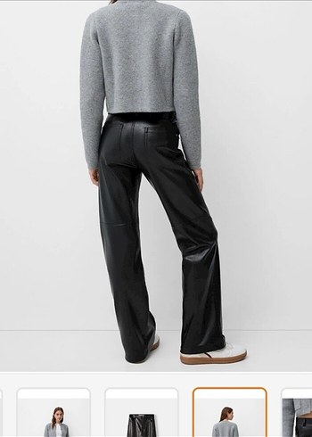 Bershka Siyah Deri Kadın Pantolon