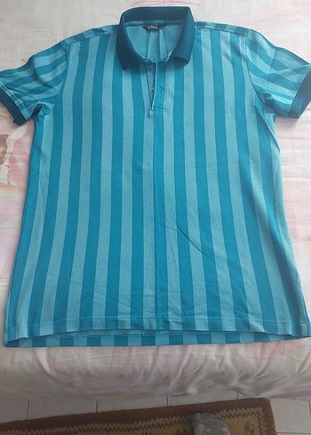 Erkek Mavi Polo Tişört Düğmeli Yaka