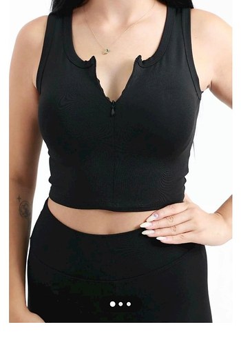 Fermuarlı Siyah crop - Görsel 2