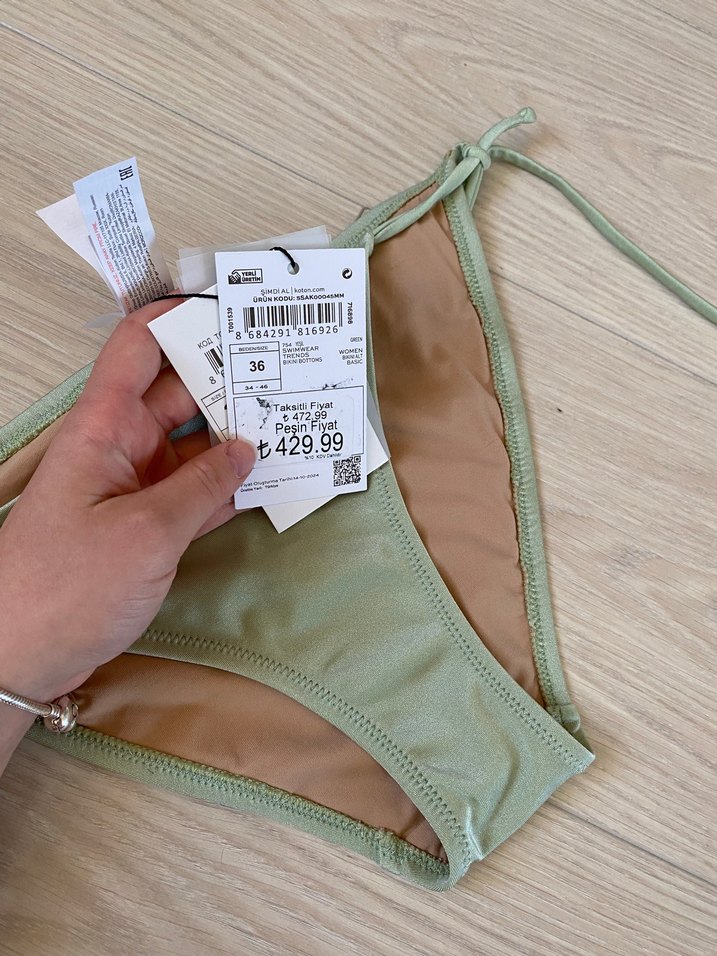 Peri yeşili Bağcıklı Kadın Bikini Altı - Görsel 2