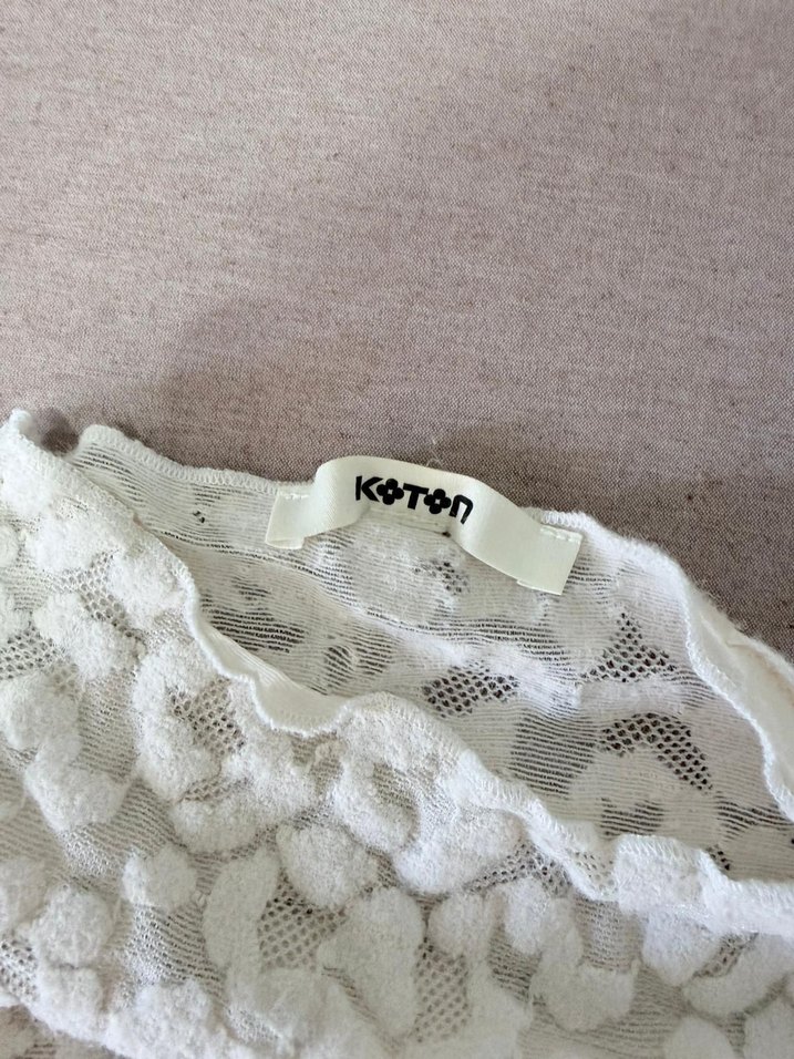Koton Nakışlı Krem bluz triko - Görsel 2
