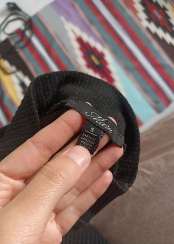 Siyah Uzun Kollu Hamile Triko Tişört - Görsel 3