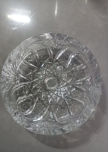 Parlak Beyaz Kesme Cam küllük vintage - Görsel 2