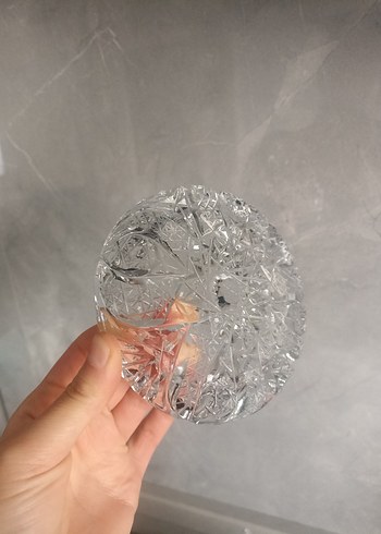 Parlak Beyaz Kesme Cam küllük vintage - Görsel 6